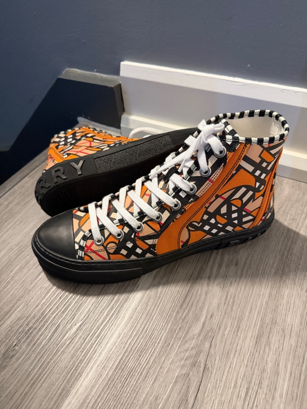 Burberry Black Rubber Sole Sneakers with Logo